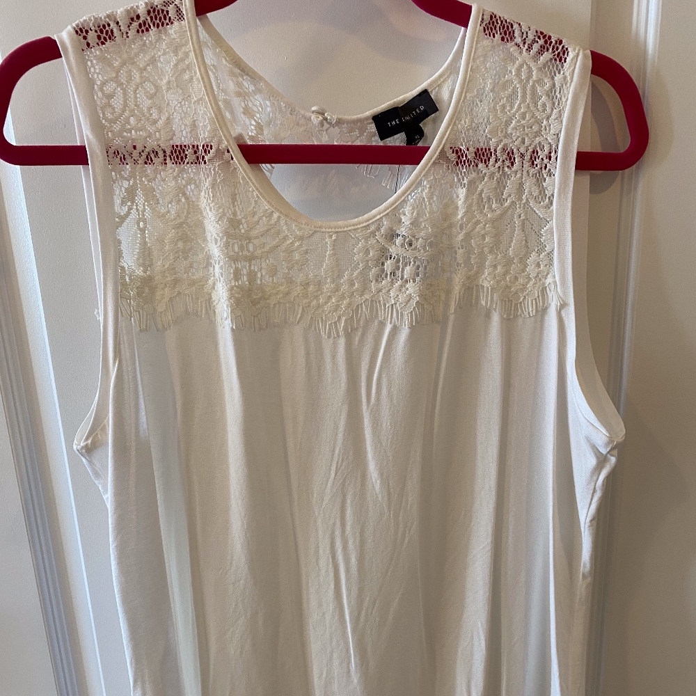 The Limited White Tank Top with Lace Detail